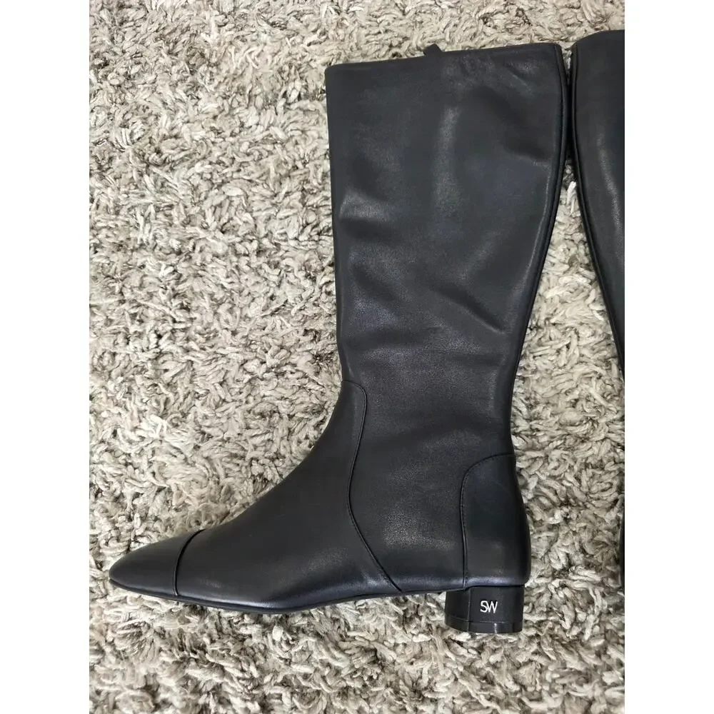 NWOT Stuart Weitzman Bridget Zip Leather Knee High Boots Black Size 8